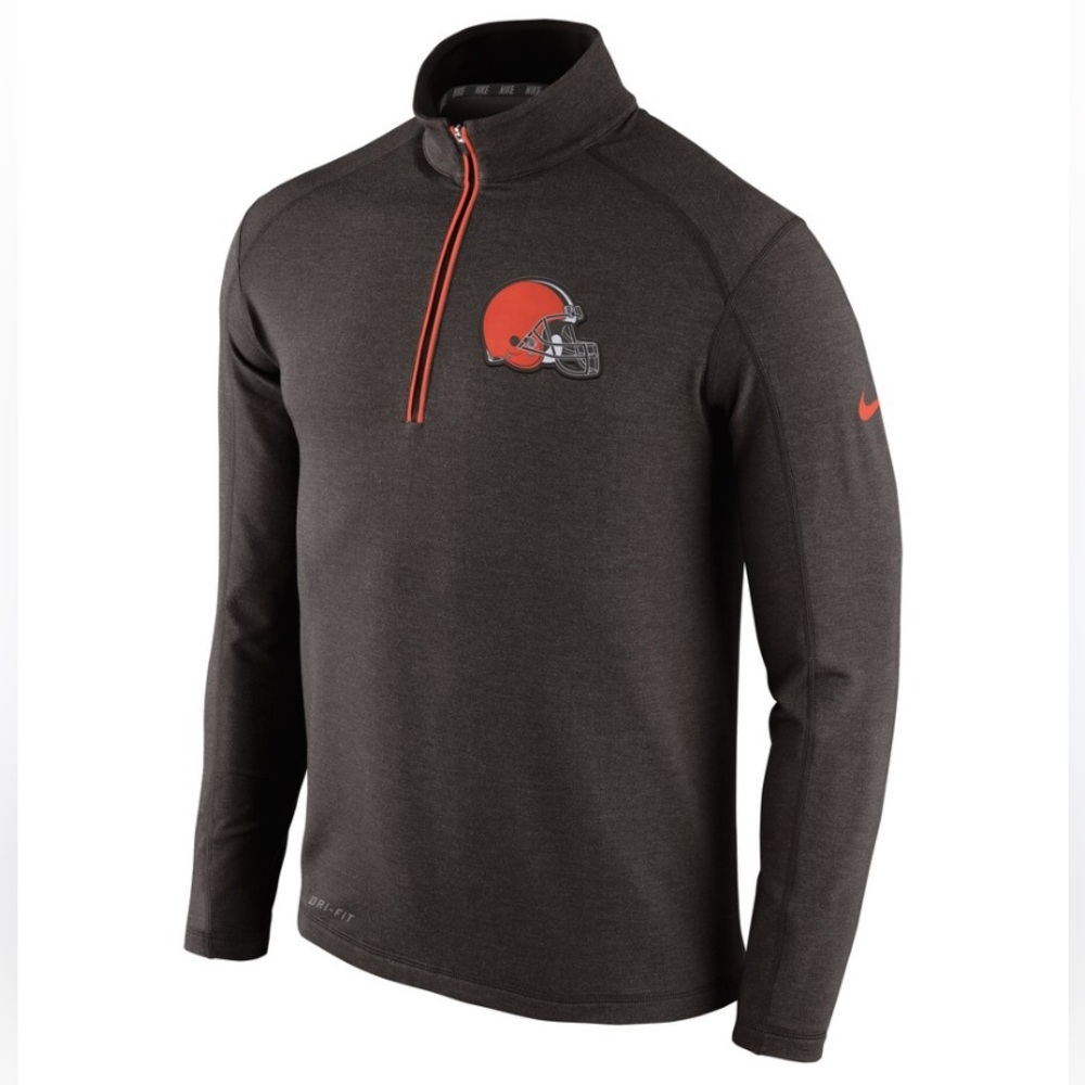 Nike Men’s Brown Quarter-Zip Pullover with Orange Accents